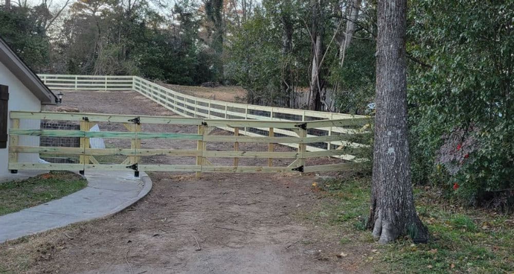 Project Farmhouse-Style 4-Rail Ranch Fence with Pet Security image